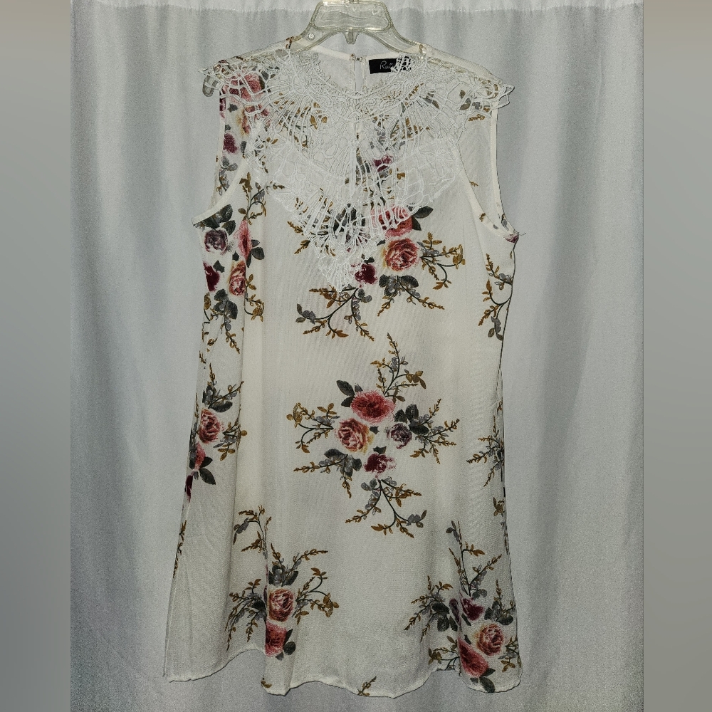 Rose-Patterned Lace Women's Mini Dress Size XL #summer #wedding #lace #beach